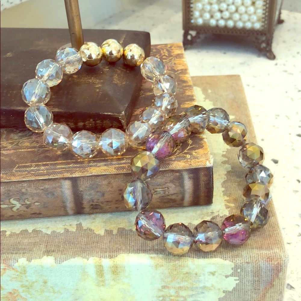 Lilac and gold bracelet set